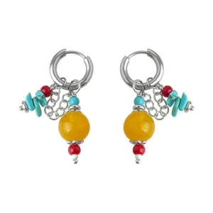 Color-Block Bead Hoop Earrings