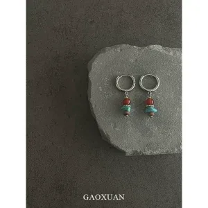Red Bead Hoop Earrings