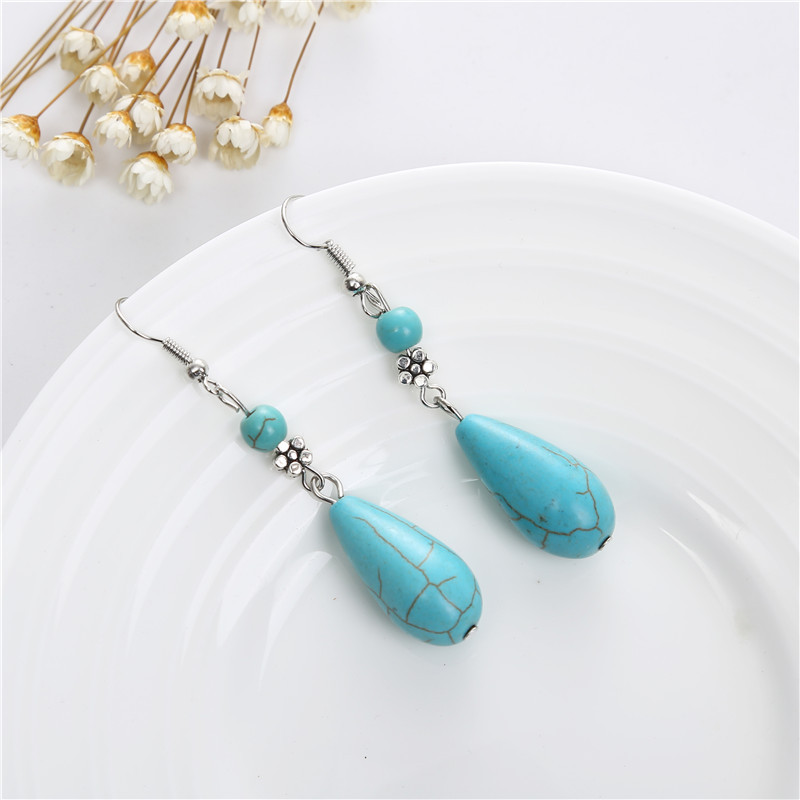Turquoise-Colored Teardrop Earrings - Image 2