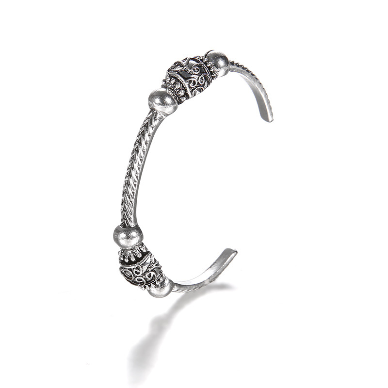 Silver Tone Patterned Open Cuff - Image 2
