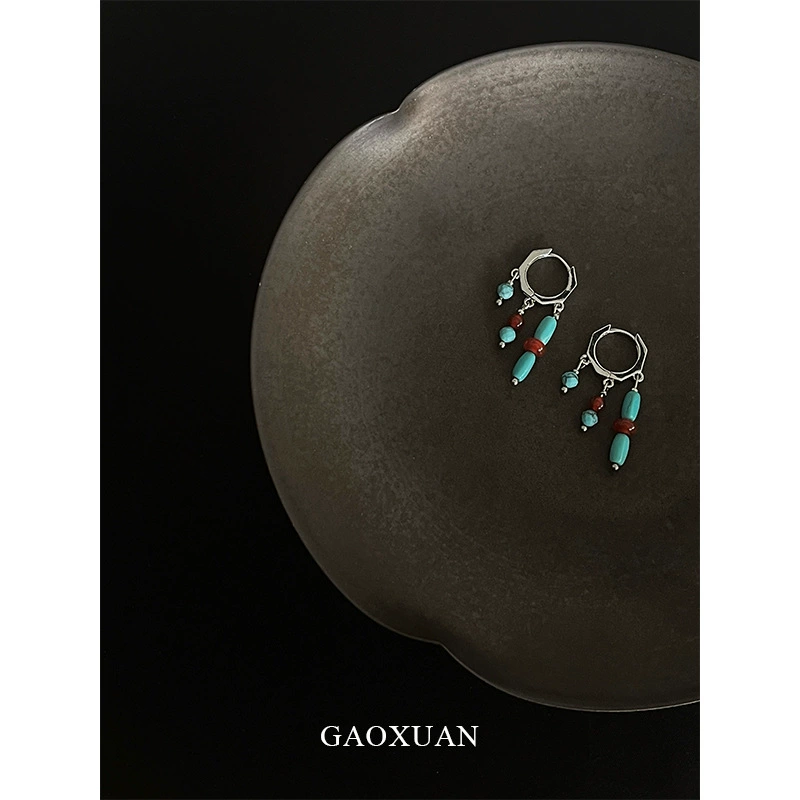 Turquoise-Color Bead Drop Earrings - Image 4