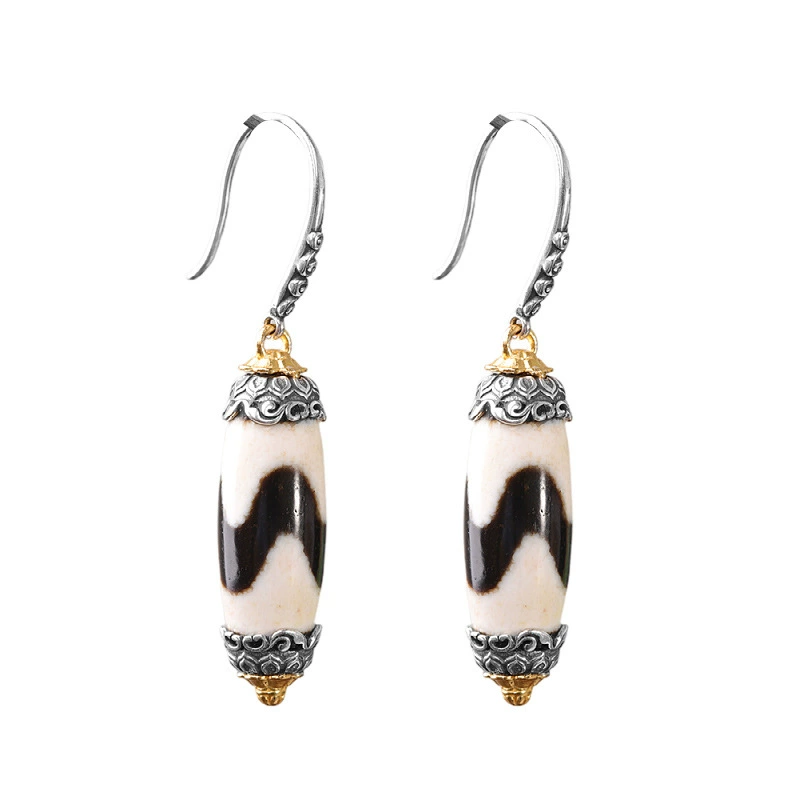 Dzi-Pattern Drop Earrings - Image 5