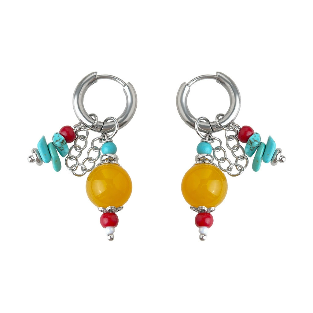 Color-Block Bead Hoop Earrings