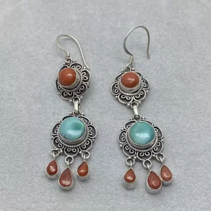Red and Blue Drop Earrings