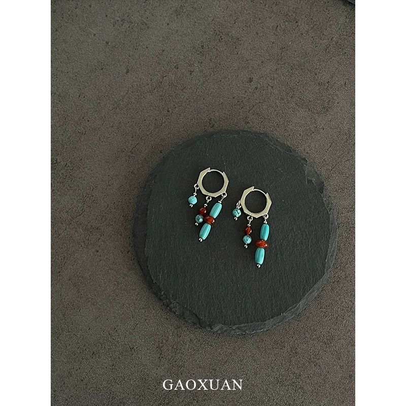 Turquoise-Color Bead Drop Earrings