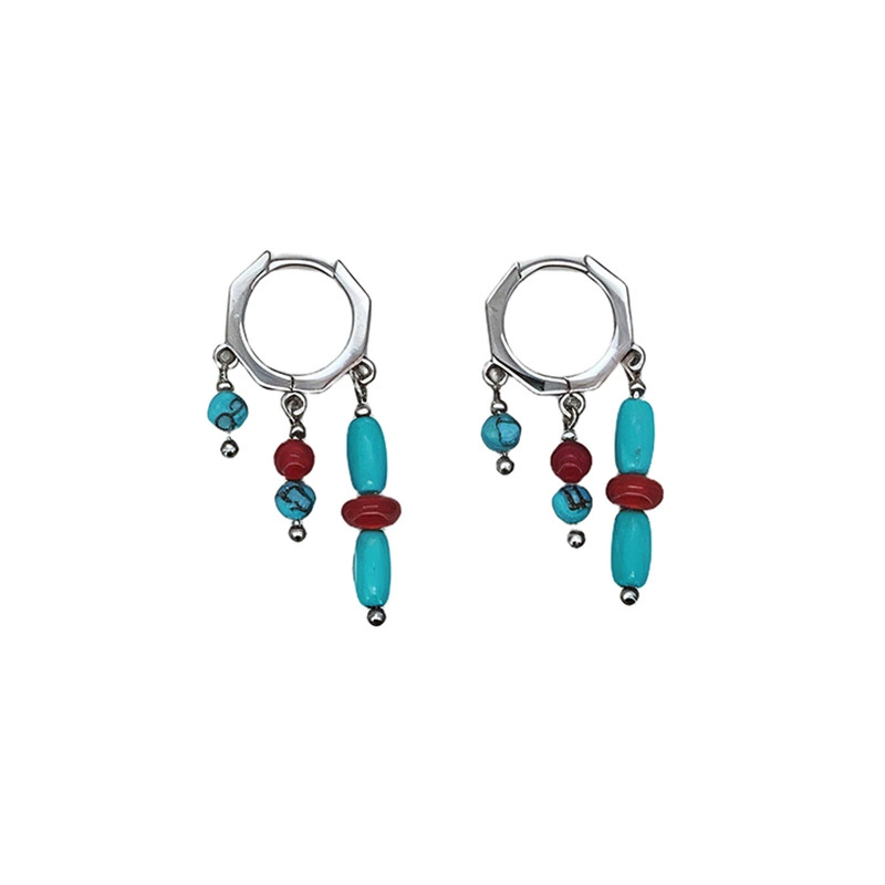 Turquoise-Color Bead Drop Earrings - Image 5