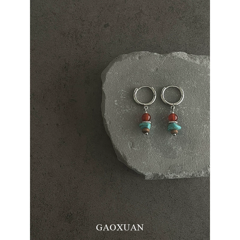 Red Bead Hoop Earrings