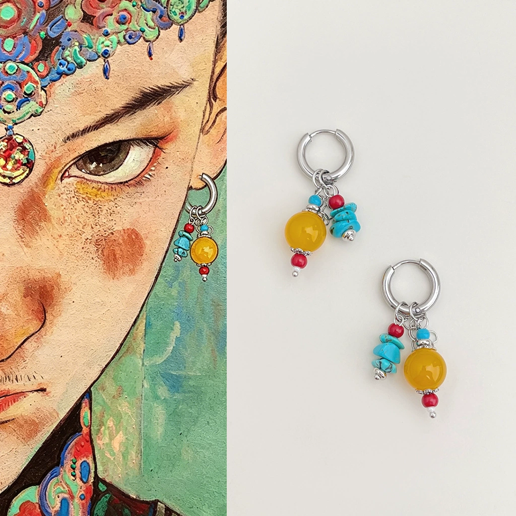 Color-Block Bead Hoop Earrings - Image 6
