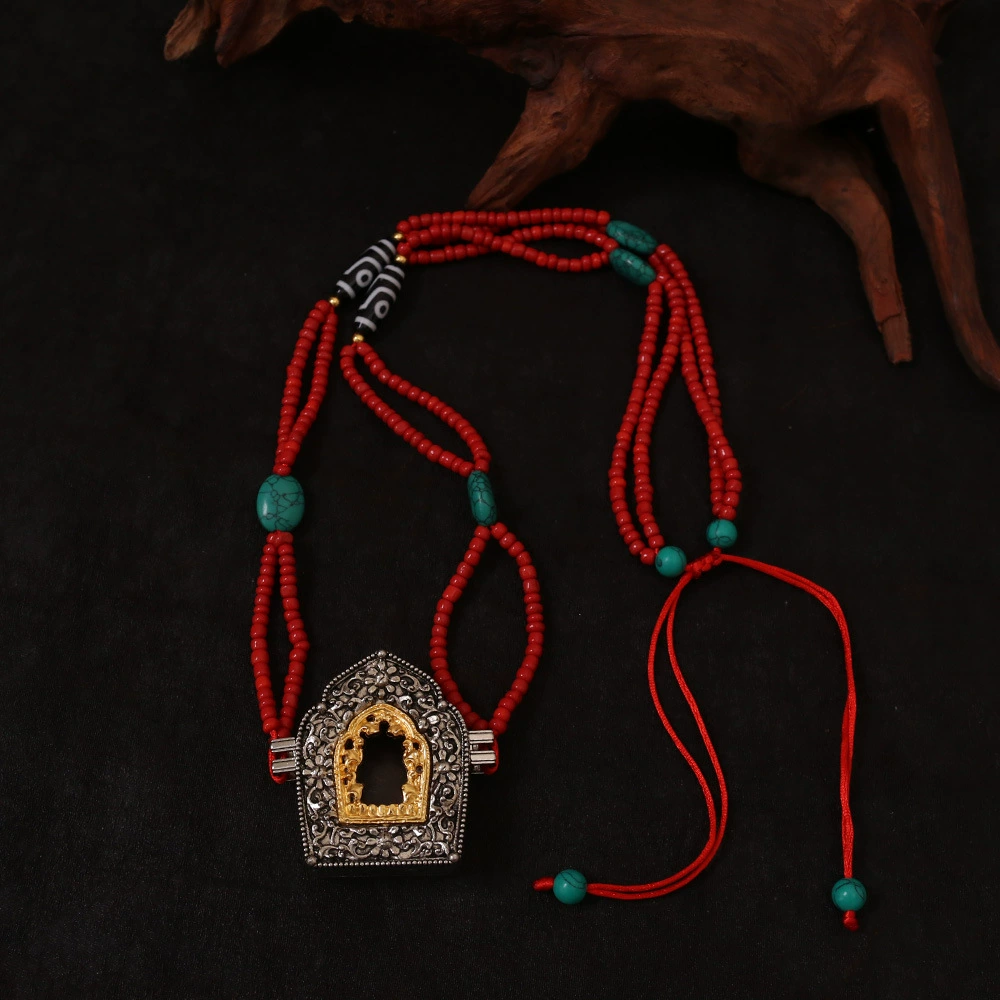 Framed Motif Bead Necklace - Image 4