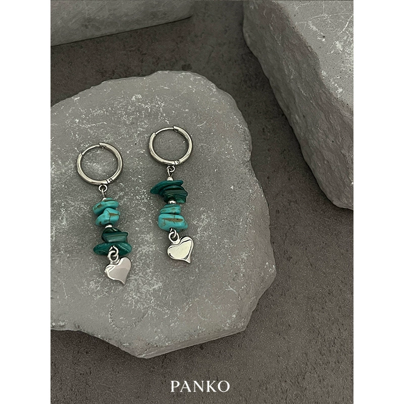 Heart Charm Bead Earrings - Image 2