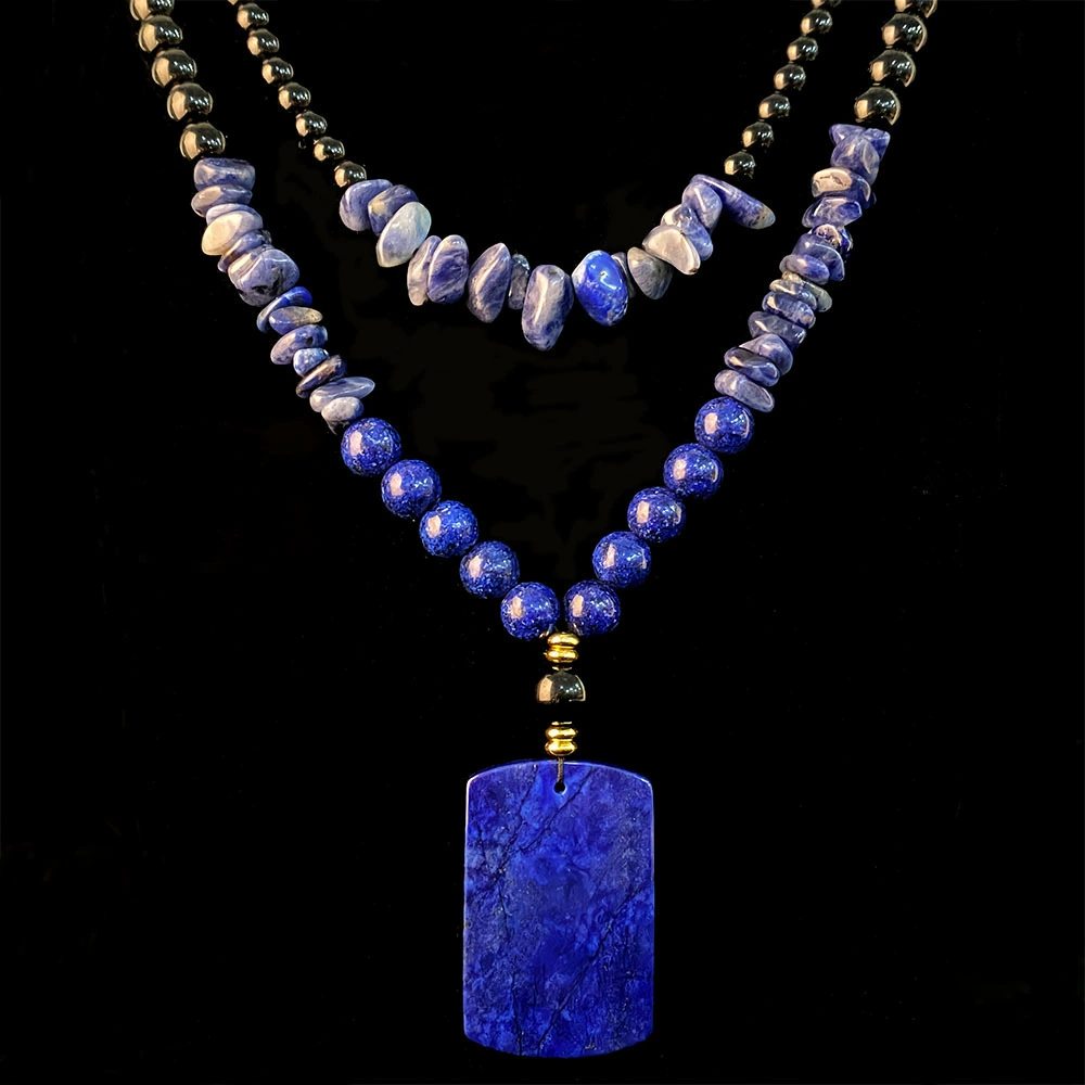 Long Blue Pendant Necklace - Image 2