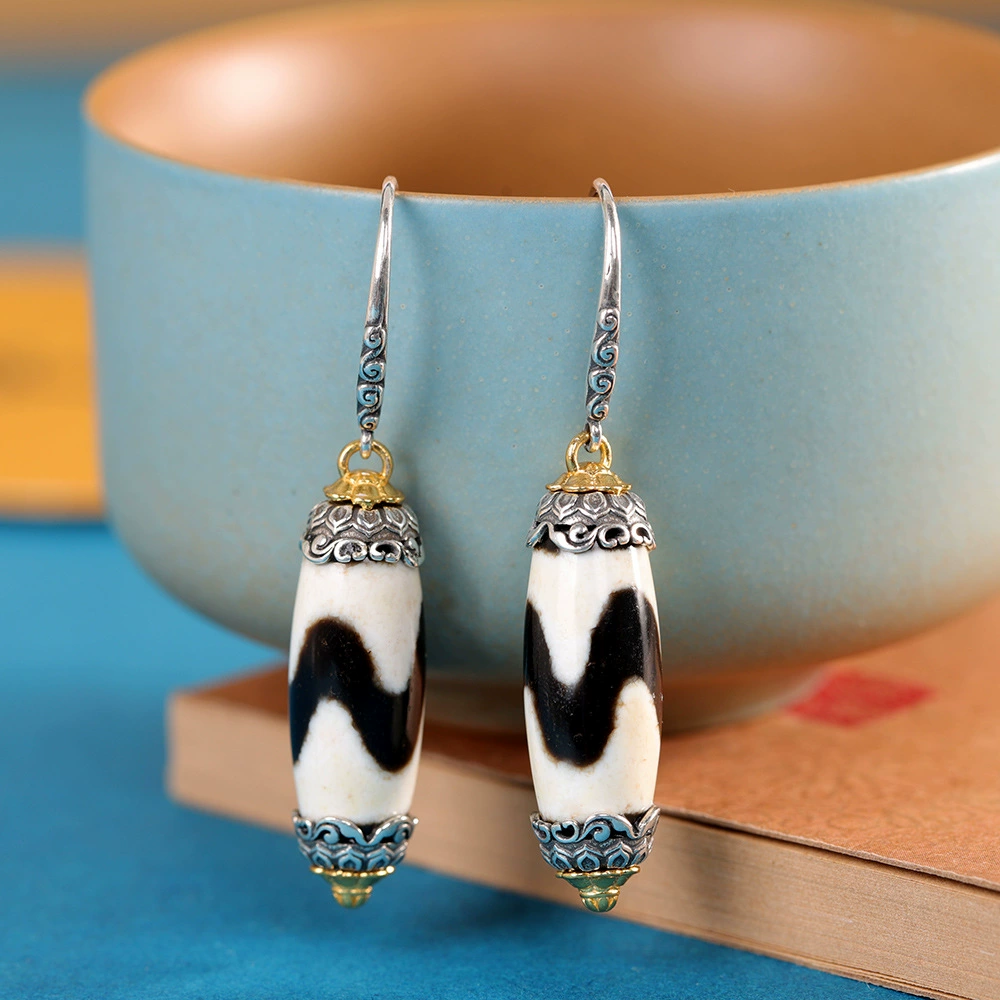 Dzi-Pattern Drop Earrings - Image 6